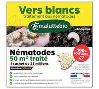 Nématodes HB contre les Vers Blancs (25M) - Produit naturel et 100% efficace pour éliminer les vers blancs et les hannetons du jardin, pelouses et plantes - Sans produit chimique et sans danger