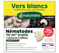 Nématodes HB contre les Vers Blancs (5M) pour 10 m² - Produit naturel et 100% efficace pour éliminer les vers blancs et les hannetons et otiorhynques du jardin, pelouses et plantes