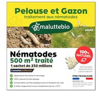Nématodes pelouse et gazon - Traitement contre les larves de Tipules (vers gris ou Cousin) - 100% naturel. Traite les tâches jaunes du gazon (Pour 500m² (250 millions))