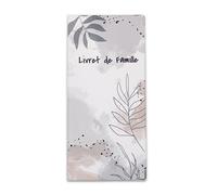 Nemau - Étui Livret de Famille - Protège-Livret Officiel - Housse en Gomme Expansée - Format Mairie - Fabriqué en France - Souple, Imperméable, Élégant - Modèle feuillage Abstrait Rose et Gris