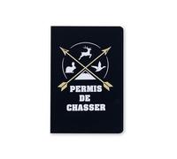 nemau - Porte Permis de Chasser 3 Volets - Gomme Expansée - Fabriqué en France - Étui Protection Document Chasse - Compatible Carte et Assurance Chasseur - Modèle Gris Anthracite Flèche