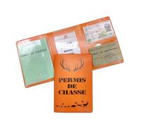 nemau - Porte Permis de Chasser 3 Volets - Gomme Expansée - Fabriqué en France - Étui Protection Document Chasse - Compatible Carte et Assurance Chasseur - Modèle Orange Cerf