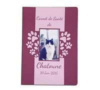 nemau - Protège Carnet de Santé Animaux Personnalisé - Photo et Texte Personnalisables - Gomme Expansée - Fabriqué en France - Étui de Protection Chiens & Chats - Modèle Coeur Bordeau