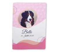 Nemau - Protège Carnet de Santé Animaux Personnalisé - Photo et Texte Personnalisables- Gomme Expansée - Fabriqué en France - Étui de Protection Chiens & Chats - Modèle Courbe Rose