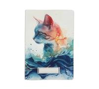 nemau - Protège Carnet de Santé Chat - Grand Format - Décor Chat coloré | 2 formats disponibles : petit 12 x 17 cm ou grand 16 x 23 cm, compatible passeport animal, fabrication française