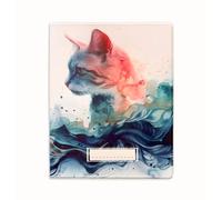 nemau - Protège Carnet de Santé Chat - Petit Format - Décor Chat Coloré | 2 formats disponibles : petit 12 x 17 cm ou grand 16 x 23 cm, compatible passeport animal, fabrication française