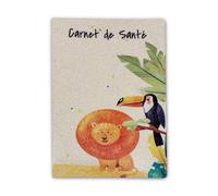 Nemau - Protège Carnet de Santé Enfant - Bébé Fille Garçon - Gomme Expansée Pailletée - Étui de Protection pour Carnet Médical - Idée Cadeau Naissance - Modèle Lion et le Toucan