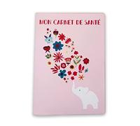 Nemau - Protège Carnet de Santé Enfant en Gomme Expansée - Fabriqué en France - Étui Carnet Bébé Fille ou Garçon - Format Maternité Standard - Idée Cadeau Naissance - Modèle Eléphant Rose