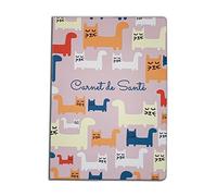 Nemau - Protège Carnet de Santé pour Chats, Chiens et Animaux Domestiques - Gomme Expansée - Fabriqué en France - Durable et Résistant - Modèle Chat Fond Beige