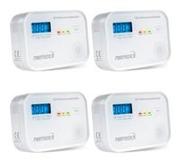 NEMAXX® CM18 Détecteur de Monoxyde de Carbone/Alarme CO avec Écran LCD - 85 DB, Capteur Électrochimique, en 50291-1:2018, Bouton Test, 3× Piles AA LR6, Durée de Vie du Produit 10 Ans - Lot de 4