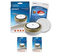 Nemaxx M1-Mini Détecteur de fumée photoélectrique avec batterie au lithium type DC3V conforme à la norme DIN EN14604, argent, blanc, doré, M1NX
