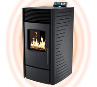 Nemaxx P9 Poêle à pellets Poêle à pellets 11kW Poêle à chauffage Poêle à pellets Cheminée Chauffage à pellets Appareil de chauffage Chauffage à pellets -noir- WiFi-Ready