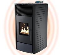 NEMAXX® Poêle à granulés P12 13,6 kW jusqu'à 300 m³ - Cycle de nettoyage automatique, mode ECO, programme hebdomadaire et assistance de nettoyage mécanique - Noir