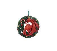 Nemesis Now Anne Stokes Décoration de Noël à Suspendre en Forme de Dragon à dent Douce 9 cm, en résine, Rouge, Produit Anne Stokes, décoration de Noël à Suspendre, coulée dans la Meilleure résine,