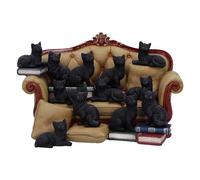 Nemesis Now Canapé clowder avec 48 Figurines de Chat en résine, 22 cm, canapé Chat Noir avec 48 Figurines de Chat, Produit moulé dans la Meilleure résine, habilement Peint à la Main