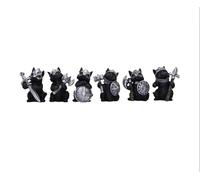 Nemesis Now Cat Crusaders Lot de 6 figurines de chat noir guerrier peintes à la main et décoration médiévale