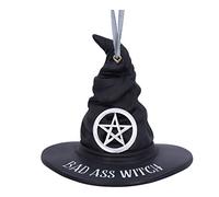 Nemesis Now Chapeau de sorcière Bad Ass - Décoration à Suspendre - 9 cm - Résine Noire - Chapeau de sorcière - Décoration à Suspendre - Halloween - Moulé dans la résine la Plus Fine - Peint à la Main