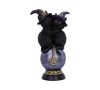 Nemesis Now Chatons Orbuculum Sorcières Chat Ornement - Figurine en résine, Deux chats avec chapeaux de sorcière, boule de cristal, décoration mystique pour les amoureux des chats