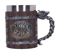 Nemesis Now Chope nordique en résine Marron 16 cm Motif Viking nordique Avec insert en acier inoxydable Peint à la main
