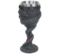 Nemesis Now Dragon Coil Gobelet 20 cm Noir, Résine avec insert en acier inoxydable, Taille unique