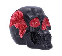 Nemesis Now – Crâne ornemental d'horreur – Polyrésine, géode noire/rouge – 17 cm