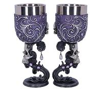 Nemesis Now Deaths Desire B5168R0 Lot de 2 gobelets Motif tête de mort et cœur Violet 18,5 cm