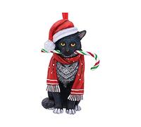 Nemesis Now Décoration à Suspendre en Forme de Chat en Sucre d'orge (LP) 9 cm, Rouge, Noël