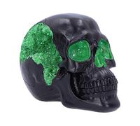 Nemesis Now Décoration crâne d'horreur en polyrésine, géode Noire et Verte, 17 cm