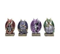 Nemesis Now Defend The Hoard (lot de 4) 10 cm, résine, argent, figurine de dragon, ornement dragon argenté, article cadeau dragon à collectionner, coulé dans la meilleure résine, habilement peint à la
