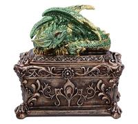 Nemesis Now Dragon gardien du trésor sur boîte de 13 cm, résine, bronze, coulée dans la plus fine résine, peinte à la main
