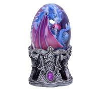 Nemesis Now Elemental Dragonlings - Oeuf de Dragon en Verre argenté/Violet/Bleu, en résine, argenté/Violet/Bleu, moulé dans la résine la Plus Fine, habilement Peint à la Main