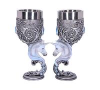 Nemesis Now Enchanted Lot de 2 gobelets en Forme de cœur Motif Licorne Argenté 18,5 cm