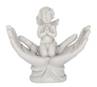 Nemesis Now Figurine de chérubin NEM3997 Raised to Heaven 11 cm, en résine, blanche, fabriquée par des experts, cadeau pour les nouveaux parents, moulée dans la meilleure résine, peinte à la main avec expertise