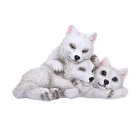 Nemesis Now Figurine de Chiots Loups endormis de 14 cm, en résine, Blanche, Figurine de Trois bébés Loups, Ornement Trio de Loups Blancs, Article Cadeau de Loup à Collectionner, moulé dans la