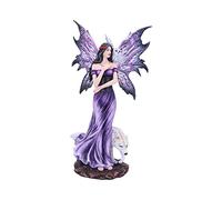 Nemesis Now Amethyst Purple Wolf and Owl Fairy Companion Figurine, Polyresin,39.