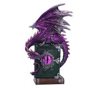 Nemesis Now Dragon Fable 24 cm, résine, Violet, Figurine de Dragon sur des Livres hantés, Ornement de Dragon Violet Scintillant, Article Cadeau Dragon à Collectionner, moulé dans la résine la Plus