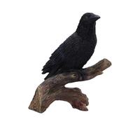 Nemesis Now Figurine de perchoir corbeau noir sur branche d'arbre en résine pour décoration gothique, sorcellerie et Halloween, 20 cm de haut