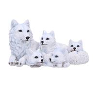 Nemesis Now Figurine de Protection des Chiots en résine Blanche de 20,5 cm, Figurine de bébé et de mère, Loup Blanc, Ornement de Famille de Loup Blanc, Article Cadeau de Loup à Collectionner, moulé