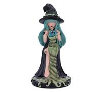 Nemesis Now Figurine en sucre sauge et épices de 17,5 cm, en résine, noir/vert, boule de cristal inspirée de la nature, figurine de sorcière éthérée dans la nature, moulée dans la résine la plus fine,