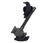 Nemesis Now Figurine Marteau des Dieux de 23 cm, Sculpture en résine, Sculpture du Corbeau sur Le Marteau de Thor, Figurine de Marteau de Thor, décoration de Chambre à Coucher, coulée dans la