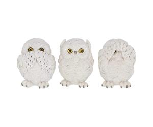 Nemesis Now Figurine Trois Hiboux de la Sagesse 8 cm Blanc