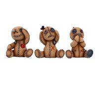 Nemesis Now Figurines de poupées vaudou - Trois statues « No Evil Hear No Evil Speak No Evil », adorables objets de collection en résine peints à la main et cadeau, décoration d'intérieur gothique, 8