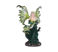 Nemesis Now Giada - Petite figurine de fée de la forêt avec dragon familier, statue de fée de 31 cm, figurines de fées fantaisistes pour les fans de dragons, décoration gothique, collectionneurs de