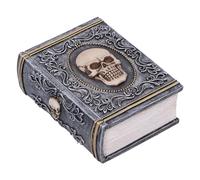 Nemesis Now Grimoire Boîte à trésors en résine Gris 11 cm Motif tête de mort Boîte à accessoires Cadeau d'horreur Détails dorés Couvercle amovible moulé dans la résine de la plus haute qualité Peint à