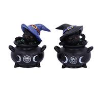 Nemesis Now Hubble and Bubble Witches Figurines familières Chat Noir et Chaudron 8 cm