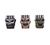 Nemesis Now Iron Maiden Eddie Ensemble de verres à shot en résine et acier inoxydable, multicolore, sous licence officielle Iron Maiden, ensemble de tasses à shot Eddie, coulées en résine, insert en
