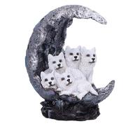 Nemesis Now Litière de Lune Loup + Lune avec lumière LED 20 cm, résine coulée dans la Meilleure résine, Peinte à la Main