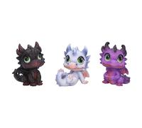Nemesis Now Little Hordlings Lot de 3 Figurines de Dragon en résine Noir/Blanc/Violet 7 cm