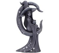 Nemesis Now Little Souls Glow Figurine Gothique sorcière et Chat 13,4 cm Statue décorative en Forme de Croissant de Lune en résine Peinte à la Main Coffret Cadeau pour collectionneurs