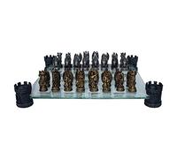 NEMESIS NOW LTD Kingdom of The Dragon - Jeu d'échecs avec Coins décorés de Tours 43cm